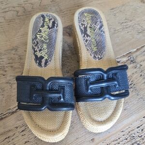 Sam Edelman Pauleena Black and Tan Slip-On Sandals